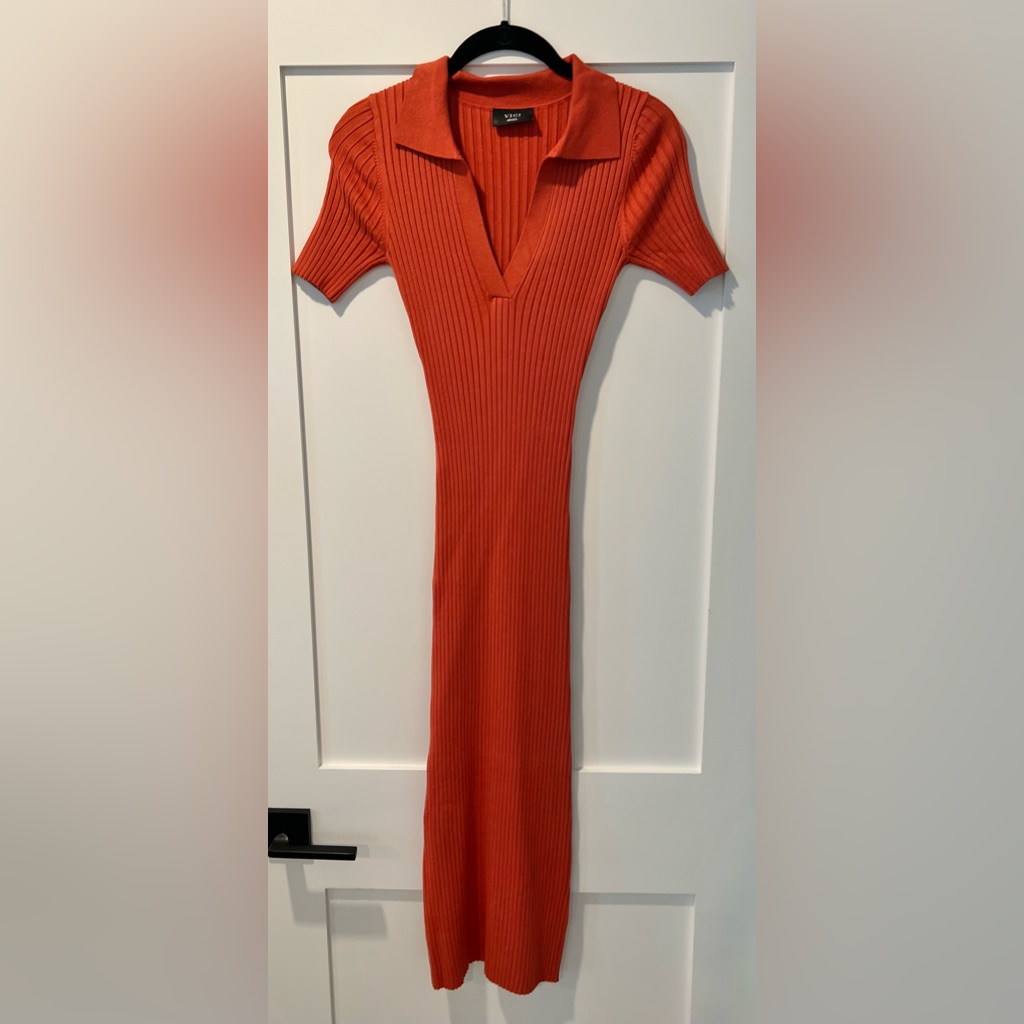 Romi Ribbed Knit Midi Dress - Rust - Vici